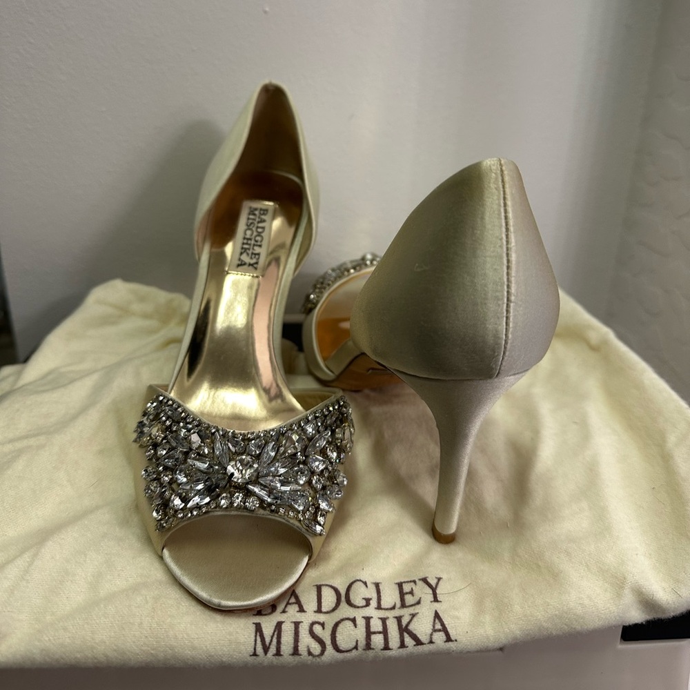 Badgley Mischka Champagne Embellished Heels